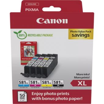 Canon CLI-581XL High Capacity Multipack Ink Cartridge BK/C/M/Y 2052C006