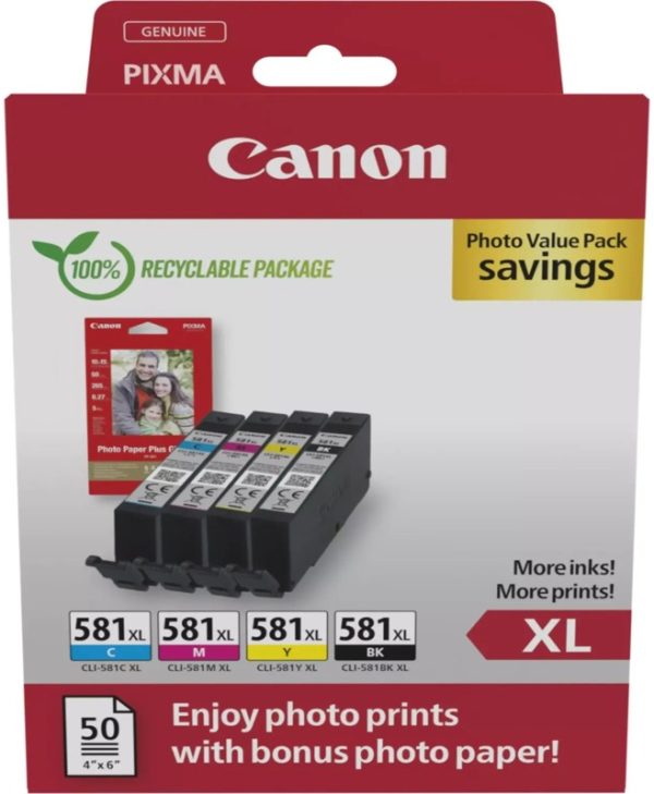 Canon CLI-581XL High Capacity Multipack Ink Cartridge BK/C/M/Y 2052C006
