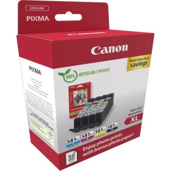 Canon CLI-581XL High Capacity Multipack Ink Cartridge BK/C/M/Y 2052C006 - Image 4