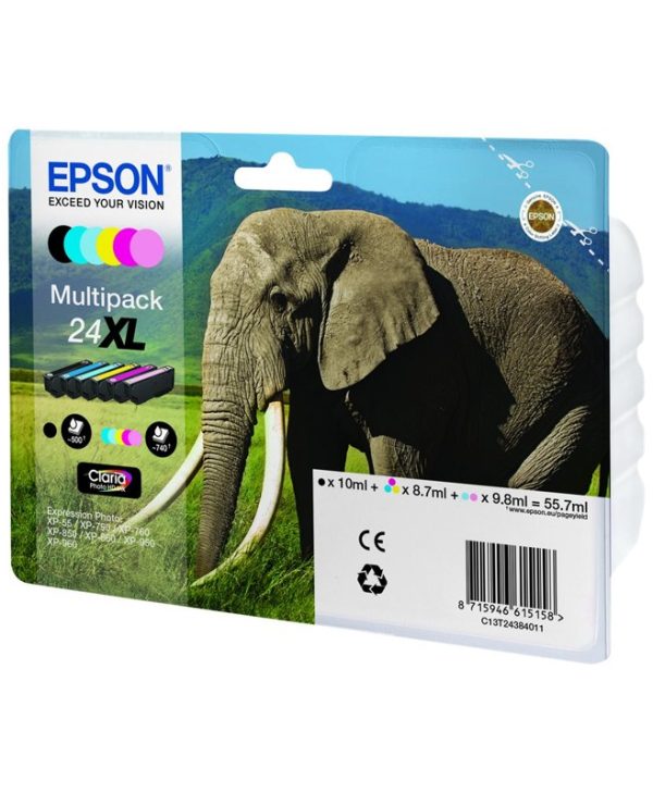 Epson 24XL High Capacity Multipack 6-Colours (BK/C/LC/M/LM/Y) 24 Claria Photo HD Ink High Capacity C13T24384011