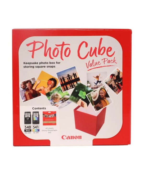 Canon Photo Cube PG-540/CL-541 Black/Tricolour Ink Cartridge & 40 Glossy 5x5 Photo Paper 5225B012