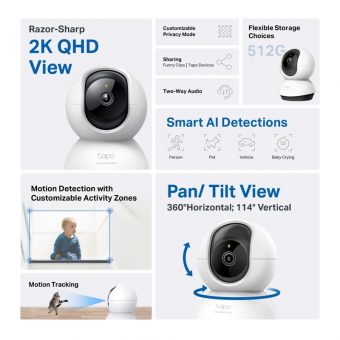 TP-Link Pan/Tilt AI Home Security Wi-Fi Camera Tapo C220 - Image 2