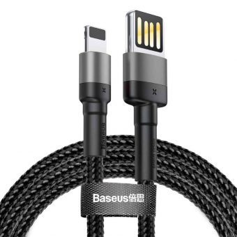 Baseus USB Cafule Double-sided USB-A to Lightning Cable 1.5A 2m Gray Black CALKLF-HG1