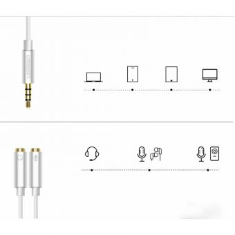 Ugreen TRRS Splitter Cable TRRS 3.5mm Male to 2x3.5mm Female 0.20m Black 30619 - Image 2