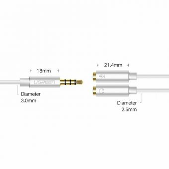 Ugreen TRRS Splitter Cable TRRS 3.5mm Male to 2x3.5mm Female 0.20m Black 30619 - Image 3