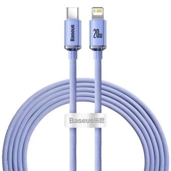 Baseus USB Cable Crystal Shine Braided USB-C Male to Lightning 20W PD 2m Purple CAJY000305