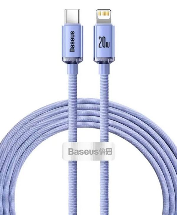 Baseus USB Cable Crystal Shine Braided USB-C Male to Lightning 20W PD 2m Purple CAJY000305