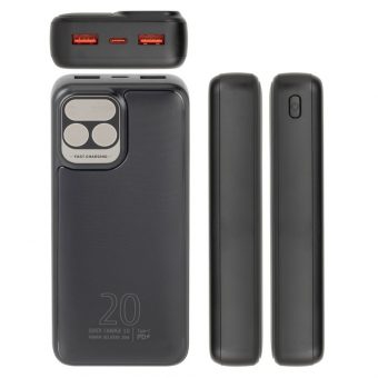 Rivacase RCVA2521 Powerbank 20000 mAh 1x I/O USB-C PD 20W  2x USB-A QC 3.0 18W Black - Image 7