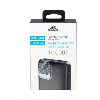 Rivacase RCVA2511 Powerbank 10000 mAh 1x I/O USB-C PD 20W  2xUSB-A QC 3.0 18W  Black - Image 7