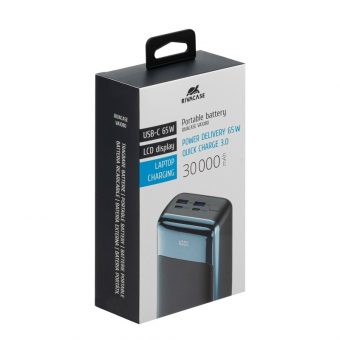 Rivacase RCVA1080 Powerbank 30.000 mAh 2xwewy USB-C PD 65W  2xUSB-A QC 3.0 22W Black - Image 7
