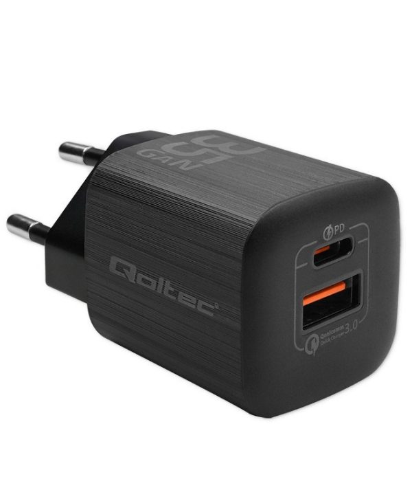 Qoltec Mobile Device Charger 1xUSB-C 1xUSB-A PD 35W Black 50764