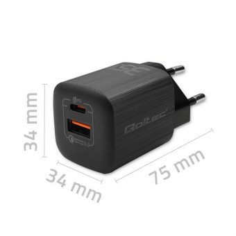 Qoltec Mobile Device Charger 1xUSB-C 1xUSB-A PD 35W Black 50764 - Image 3