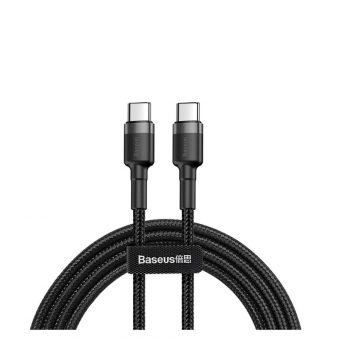 Baseus USB Cafule Braided Cable USB-C Male - USB-C Male 2m Black/Grey CATKLF-HG1