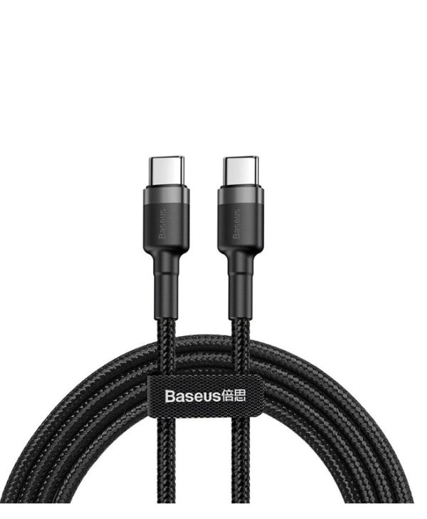 Baseus USB Cafule Braided Cable USB-C Male - USB-C Male 2m Black/Grey CATKLF-HG1