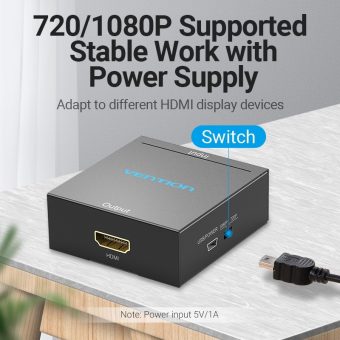Vention Converter RCA to HDMI Converter Usb Powered Metal type Black AEFB0 - Image 3