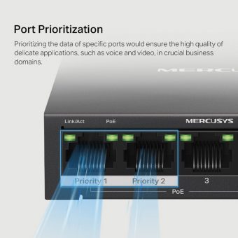 Mercusys 5-Port Gigabit Desktop Switch with 4-Port PoE+ Black MS105GP - Image 6