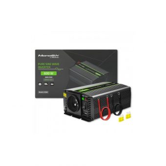 Qoltec Monolith Power Pure Sine Wave Inverter 24V DC to 230V 600W Black 51936 - Image 2