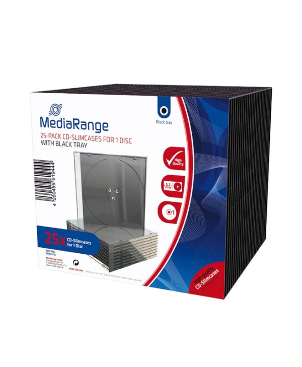 MediaRange CD Slimcases 25-Pack for 1 Disc 5.2mm Black Tray BOX32-25
