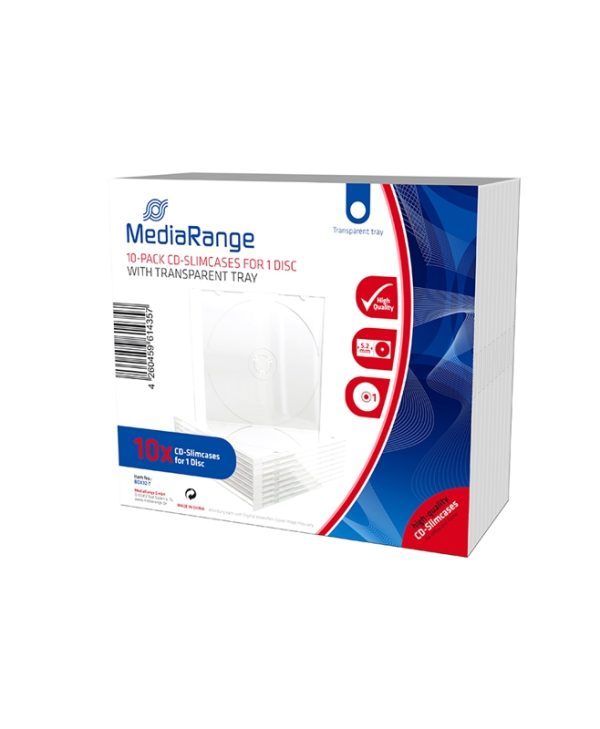 MediaRange CD Slimcases 10-Pack for 1 Disc 5.2mm Transparent Tray BOX32-T