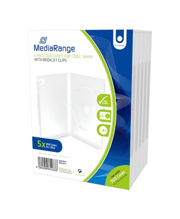 MediaRange DVD Case for 1 Disc 14mm 05-Pack Transparent BOX30-T