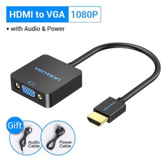 Vention Converter HDMI Male to VGA Female Audio port and MicroUSB Power 0.15m Black ACRBB