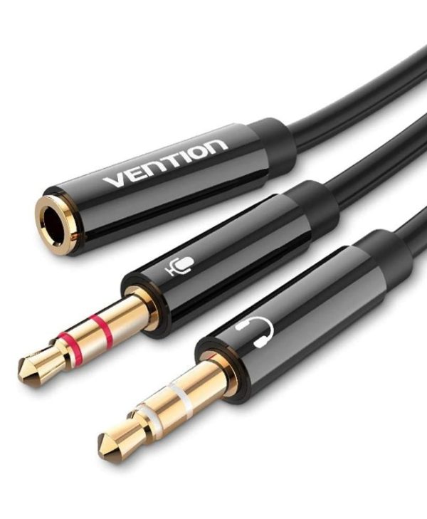 Vention Audio Cable  2x3.5mm Male to 4Pole 3.5mm Female ABS Type 0.3m Black BBTBY