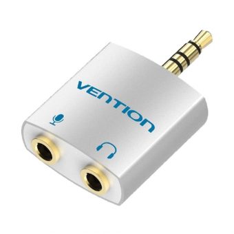 Vention Adapter 4POLE 3.5mm Male to 3.5mm Female Audio and Microphone  Silver BDBW0