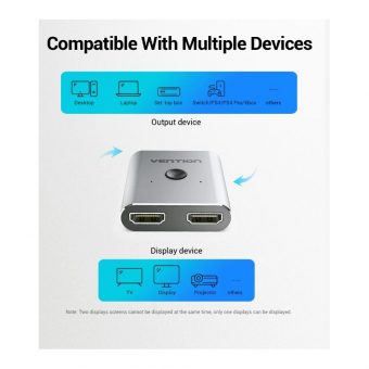 Vention Bi-Direction Switcher 2xHDMI Female to 1xHDMI Female Silver AFUH0 - Image 4