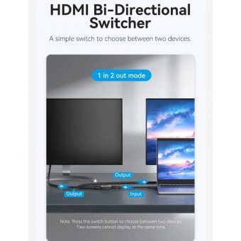 Vention 4K Bi-Direction Switcher 2xHDMI Female to 1xHDMI Female Black AKOB0 - Image 4