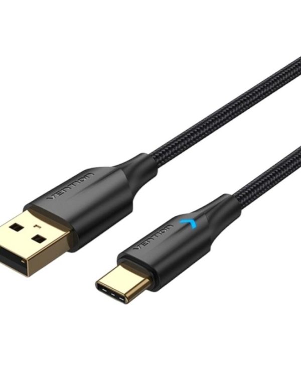 Vention USB Cable Nylon Braided USB-A Male to USB-C Male Led 1.5m Black CTFBG