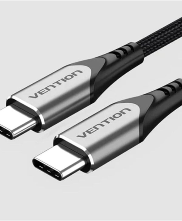 Vention USB Cable Nylon Braided USB-C Male to USB-C Male 3A PD 60W 1m Black Grey TADHF