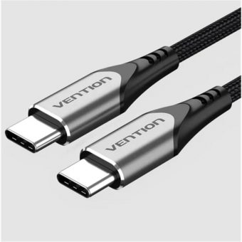 Vention USB Cable Nylon Braided USB-C Male to USB-C Male 3A PD 60W 1.5m Black Grey TADHG