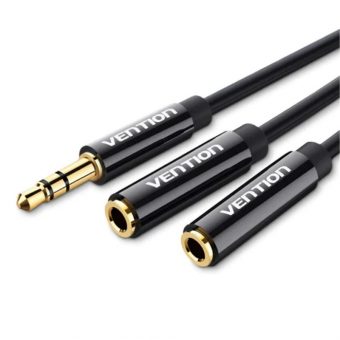 Vention Audio Cable 1x3.5mm Male to 2x3.5mm Female Stereo 0.3m Black BBSBY