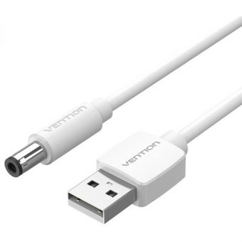 Vention USB Barrel Jack Power Cable  USB-A to DC 5.5mm 1.5m White CEYWG