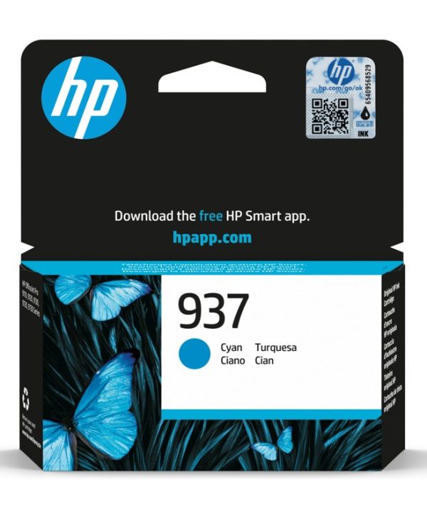 HP 937 Original Ink Cyan 800 Pgs 4S6W2NE