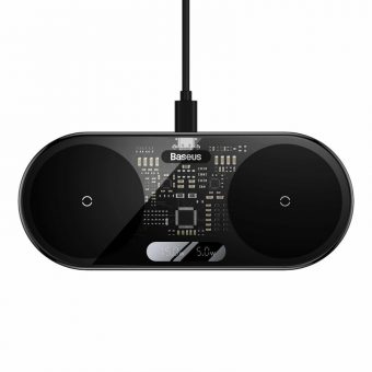 Baseus Dual Qi Wireless Charger Digital Led Display 20W Black WXSX010101