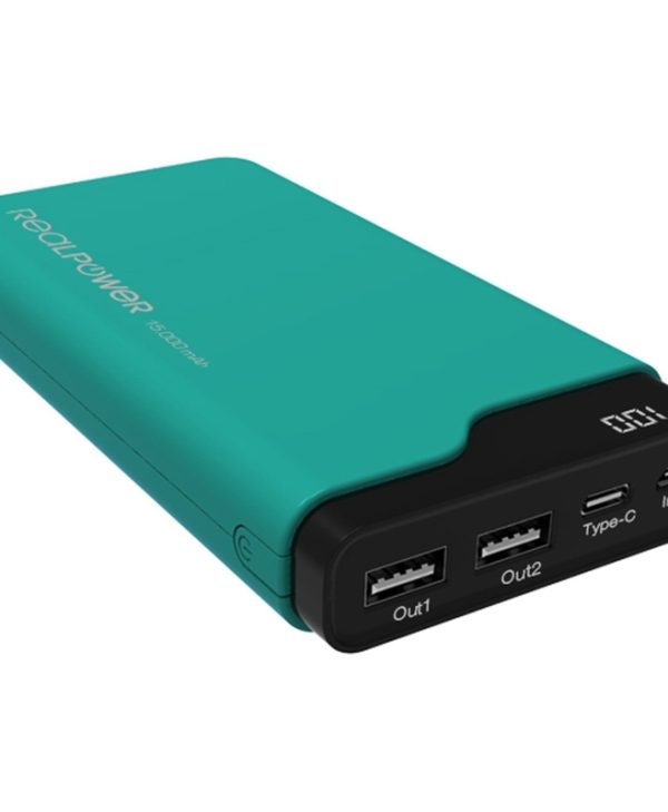 Ultron RealPower Powerbank PB-7500C 2xUSB-A 1xUSB-C  7.5Ah Green 243968