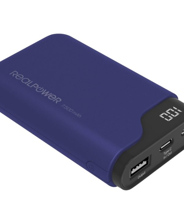 Ultron RealPower Powerbank PB-7500C 1xUSB-A 1x USB-C 7.500mAh Navy Blue 333642