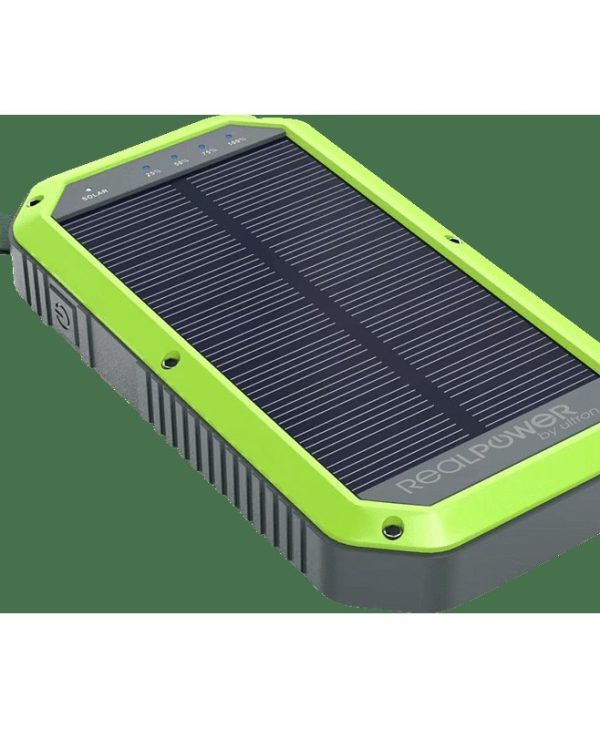 Ultron RealPower Powerbank PB-10000 Solar 1xUSB-A 1xUSB-C 1xWireless Qi 10.000mAh Black Green 405379