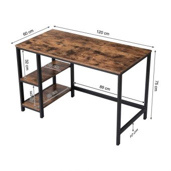 Vasagle Μεταλλικό Γραφείο Υπολογιστή 120x60x75cm με 2 Ράφια Black LWD47X - Image 2