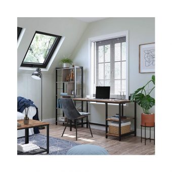 Vasagle Μεταλλικό Γραφείο Υπολογιστή 120x60x75cm με 2 Ράφια Black LWD47X - Image 5