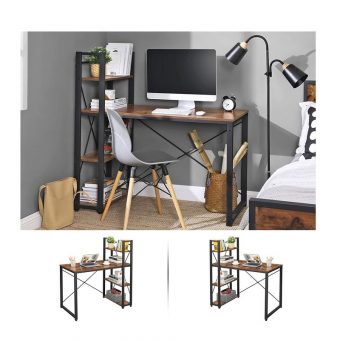 Vasagle Μεταλλικό Γραφείο Υπολογιστή 120 x 60 x 120 cm με 4 Ράφια Black LWD48X - Image 4