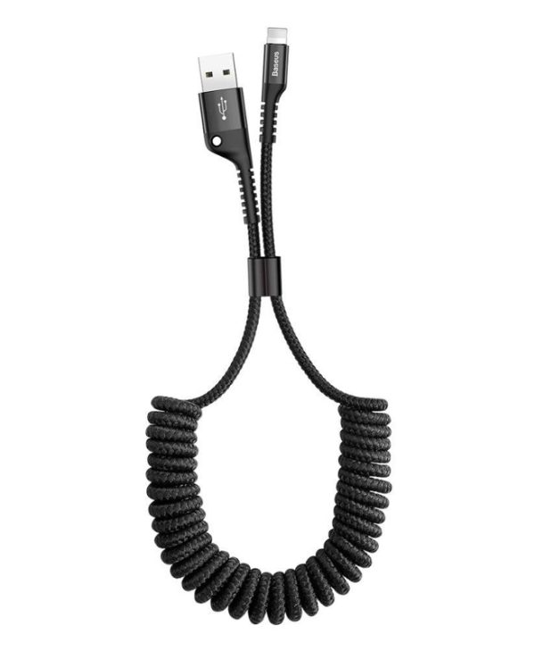 Baseus Spring-loaded USB Cable USB-A Male to Lightning 2A 1m Black CALSR-01