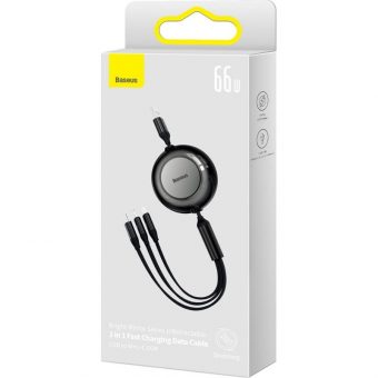 Baseus Bright Mirror USB Cable 3-in-1 USB-A Male to MicroUSB+USB-C+Lightning Male 66W 1.1m Black CAMJ010101 - Image 2