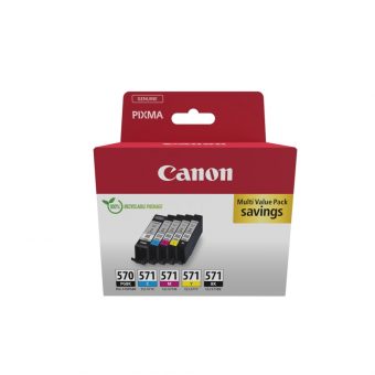 Canon PGI-570PGBK, CLI-571BK, CLI-571C, CLI-571M, CLI-571Y Black Tricolor Value Pack 0372C006