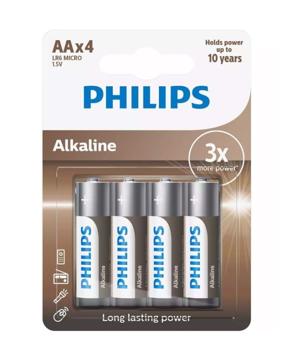 Philips Battery Long Life Power AA 4pcs LR6A4B/GRS