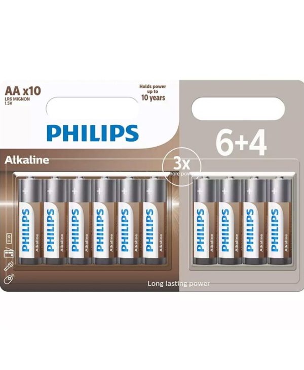 Philips Battery Long Life Power AA 10pcs LR6A10BP/GRS