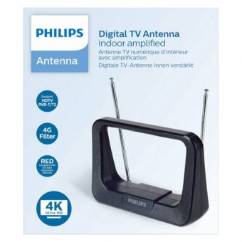 Philips Κεραία Τηλεόρασης Εσωτερικού Χώρου με ενισχυτή HDTV.4K.UHF.VHF.FM Black SDV1226/GRS - Image 2
