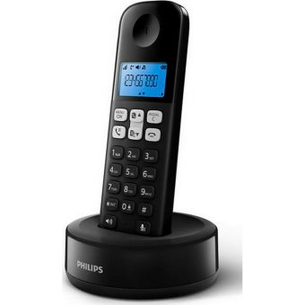Philips Ασύρματο Τηλέφωνο Ελληνικό Μενού Ανοιχτή Ακρόαση Φωτ.Οθόνη και 50 Μνήμες Μαύρο D1611B/GRS