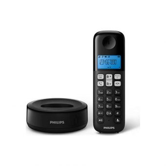 Philips Ασύρματο Τηλέφωνο Ελληνικό Μενού Ανοιχτή Ακρόαση Φωτ.Οθόνη και 50 Μνήμες Μαύρο D1611B/GRS - Image 3